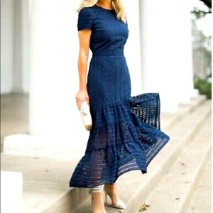 Banana Republic Navy Blue Eyelet Mindi Dress